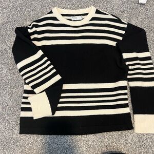 Frame Black and Cream Striped cashmere Sweater